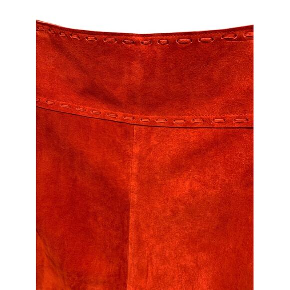 Size 3X T4 West Red Suede Midi Skirt Fringed Western Dance Rodeo - Picture 8 of 11